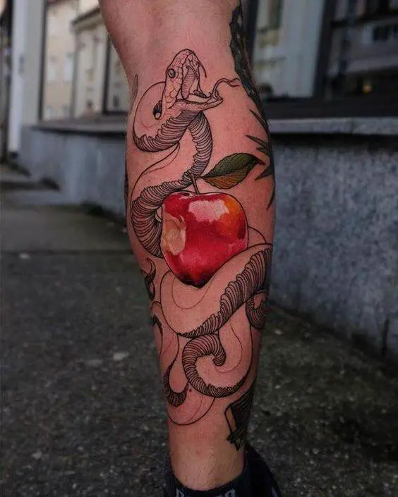 neo traditional temptation snake tattoo