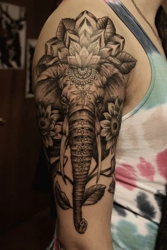 realistic Indian elephant tattoo