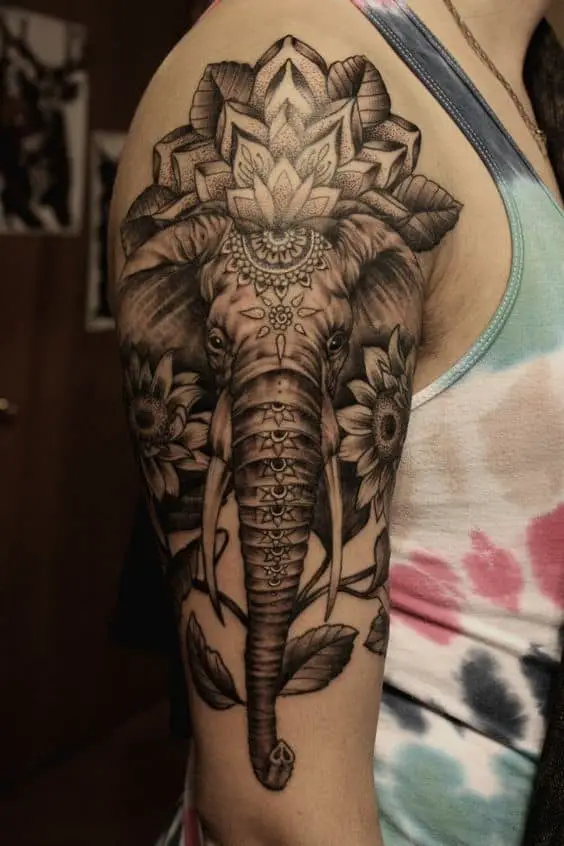 Tatuaggio elefante indiano realistico