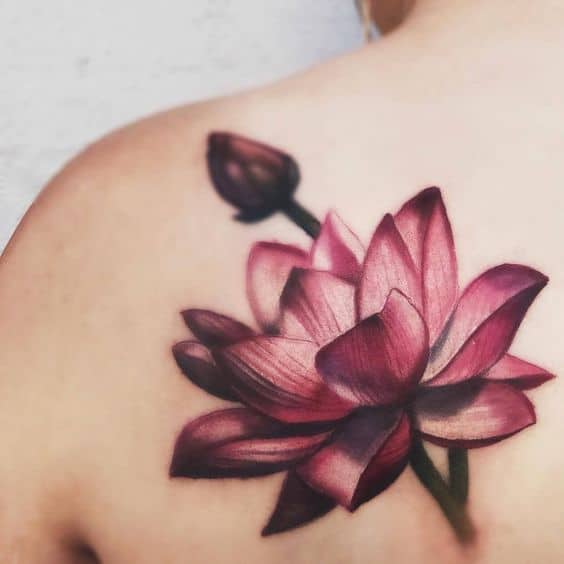 realistic Lotus Flower tattoo