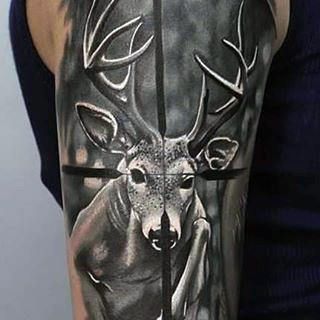 realistic deer hunting tattoos