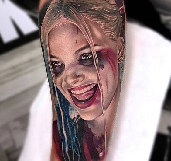 realistic harley quinn tattoo