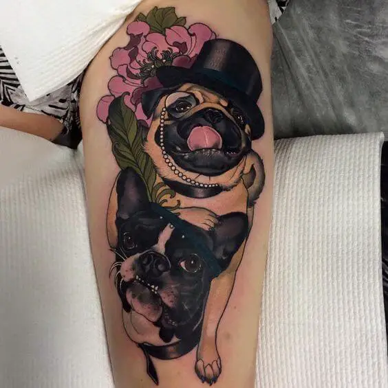 realistic neo traditional dog tattoo