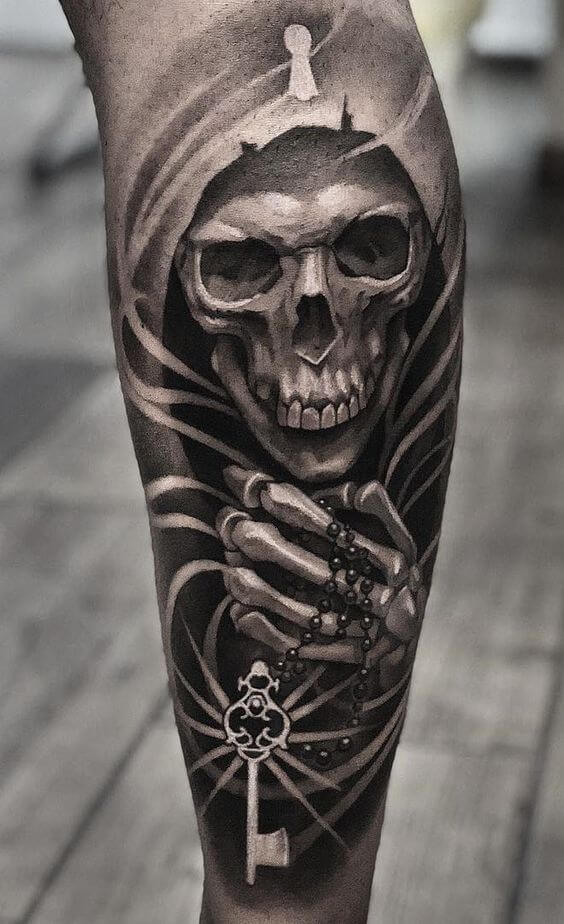 realistic santa muerte tattoo