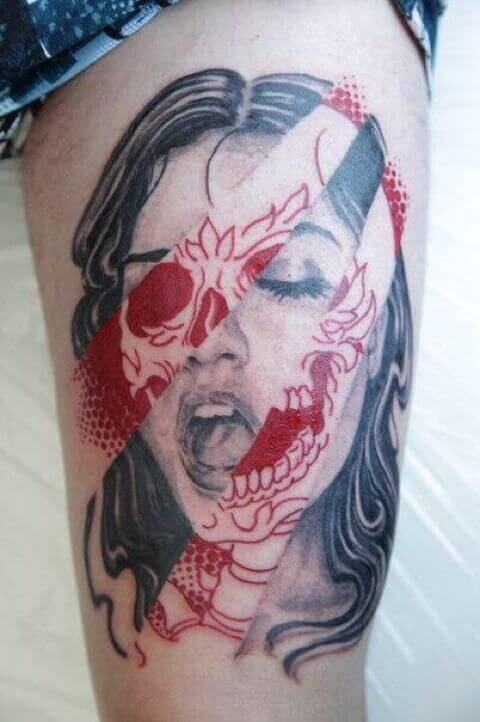 santa muerte abstract tattoo