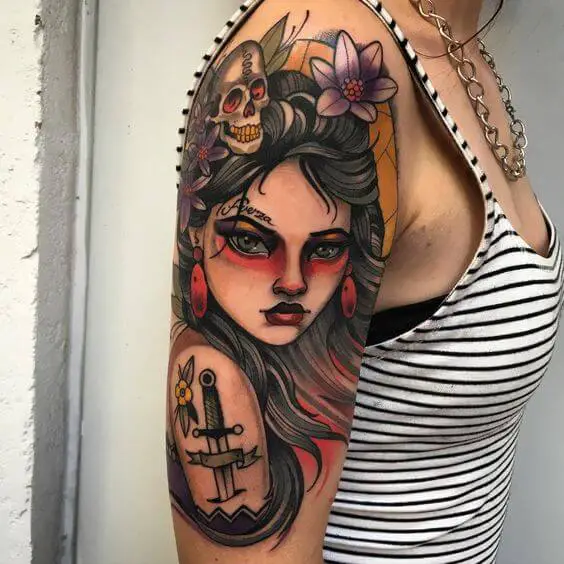 sleeve pin up girl tattoo sleeve