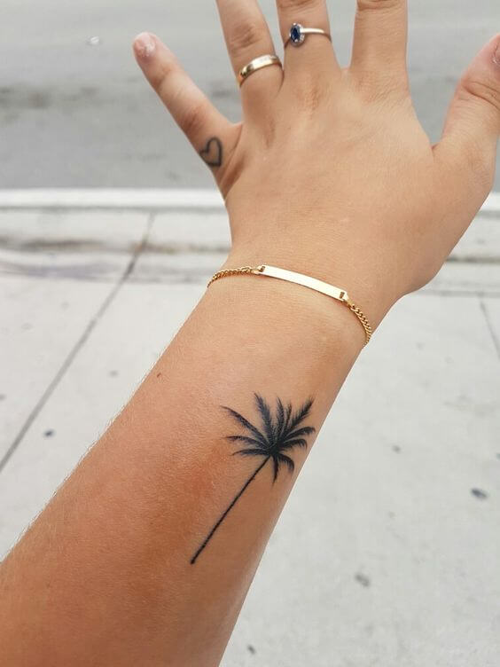 small coconut tree tattoo