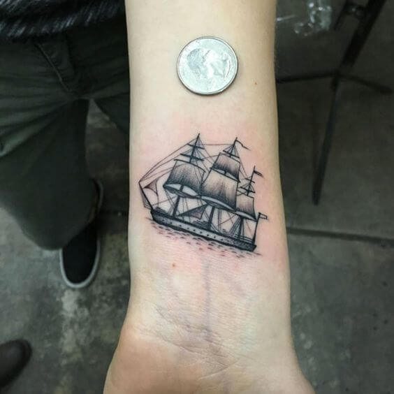 small ship tattoo