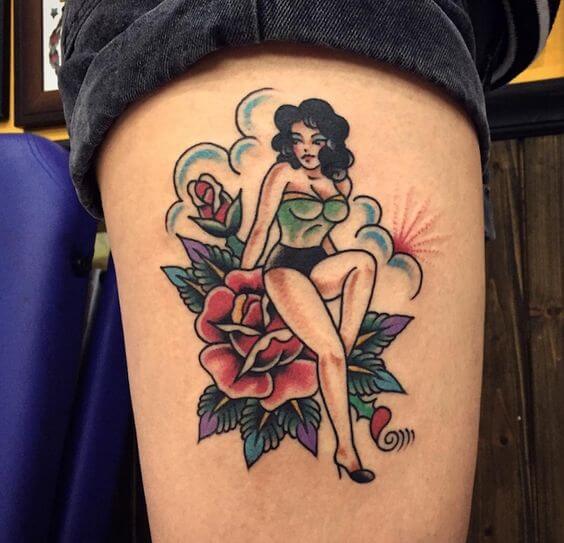 traditional pin up girl tattoo