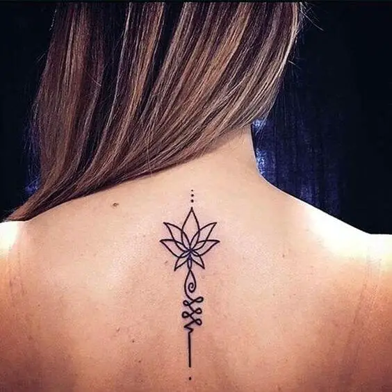 unalome tattoo on back
