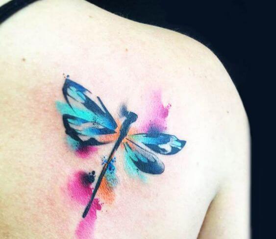 watercolor dragonflies tattoo