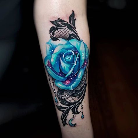 3D Galaxy Rose Tattoo