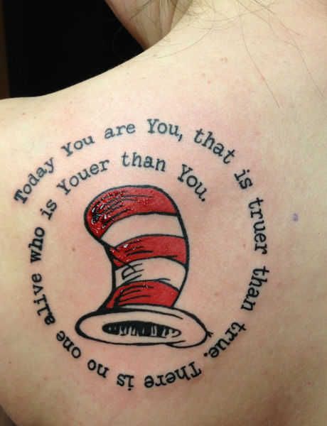 Alice in Wonderland tattoo red hat