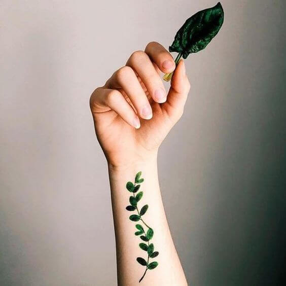 Botanical Green Leafs Tattoo