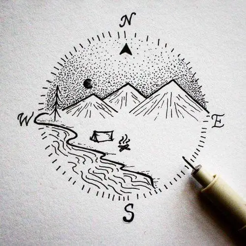 Camping Tattoo Drawing