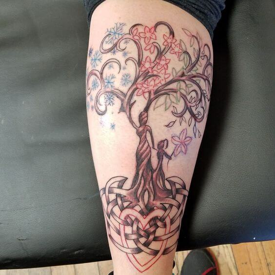 Colorful Tree Woman tattoo