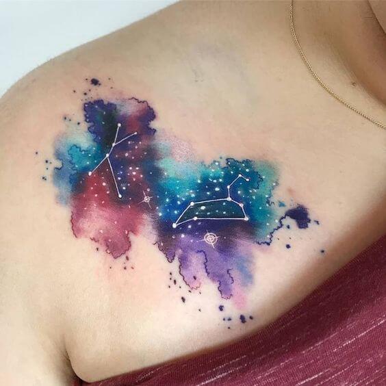 Constellation Water Colour Galaxy Tattoo