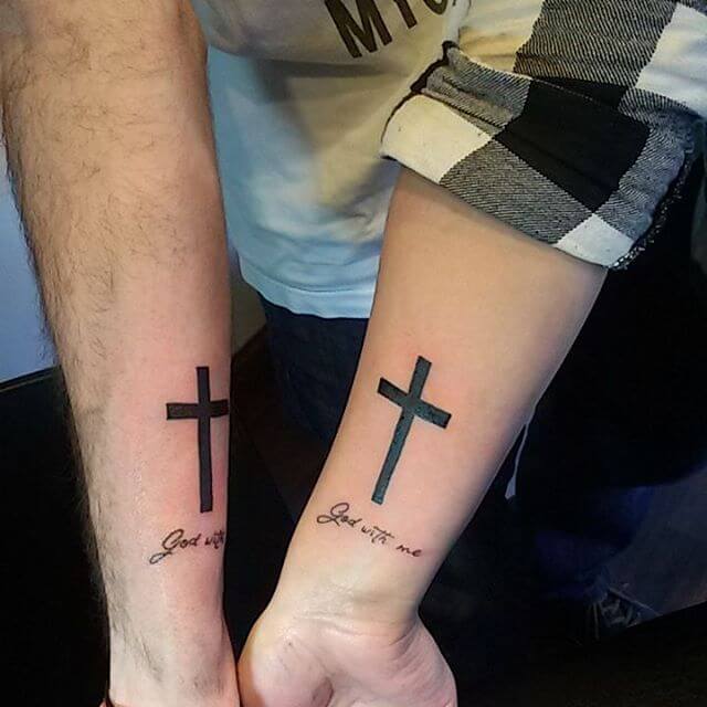 Crucifix tattoos for couples