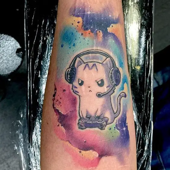 Cute Galaxy Cat Tattoo