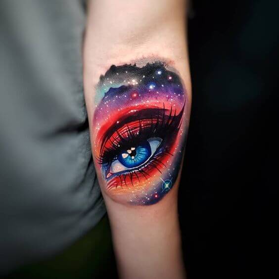 Eye Water Colour Galaxy Tattoo