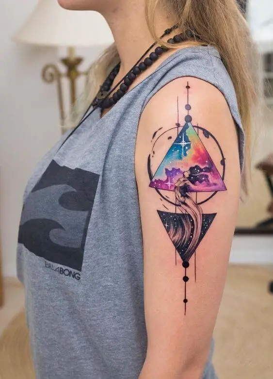 Futuristic Water Colour Galaxy Tattoo