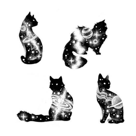 Galaxy Cat Tattoo Design