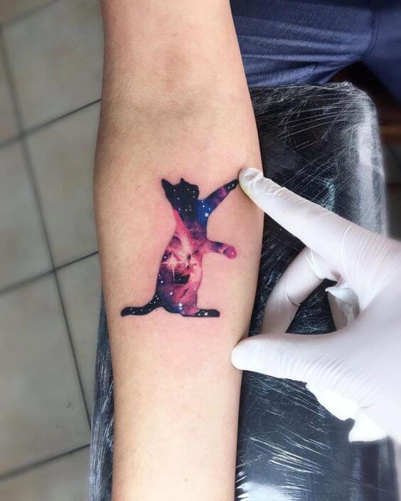 Galaxy Cat Tattoo For Women