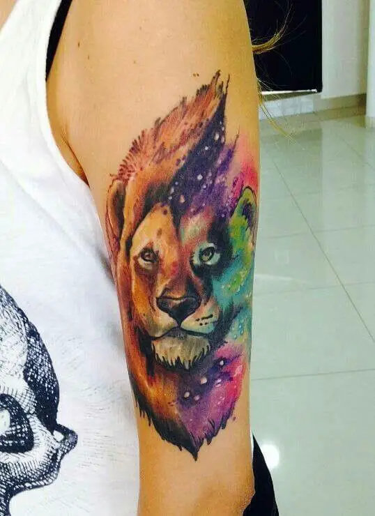 Galaxy Lion Tattoo For Men