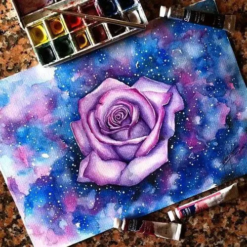 Galaxy Rose Tattoo Design