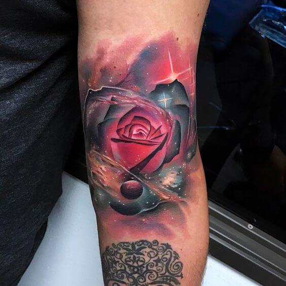 Galaxy Rose Tattoo For Women