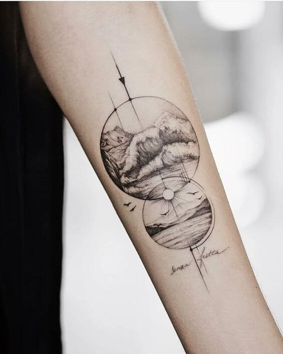 Geometric nature tattoo