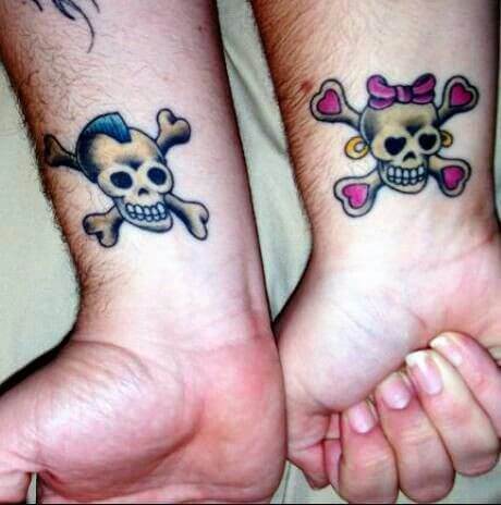 His and Hers Candy Skull tattoo