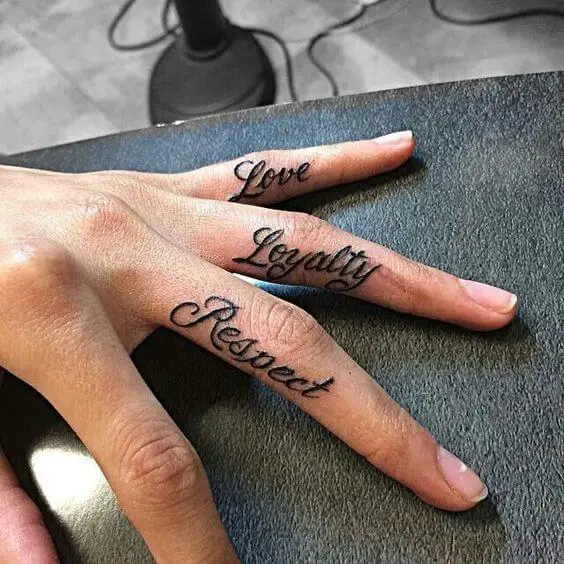 Loyalty tattoo on finger