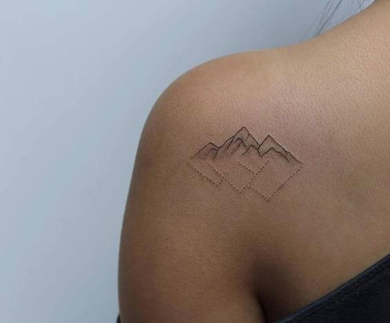 Minimalist Mountain And Sea Tattoo