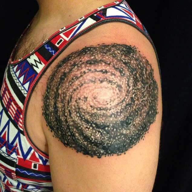 Simple Black And White Galaxy Tattoo