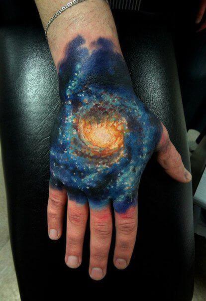 Spiral Galaxy Tattoo On Hand
