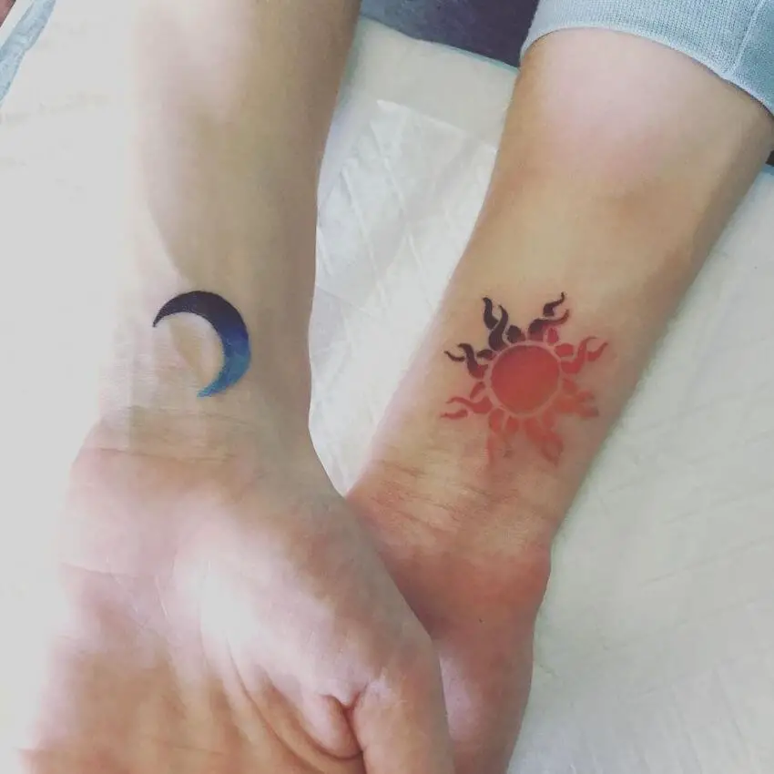 Sun and Moon tattoo for couples