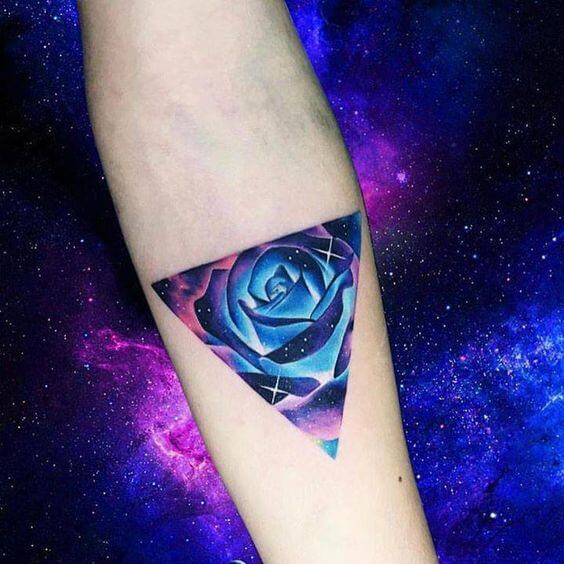 Triangle Galaxy Flower Tattoo