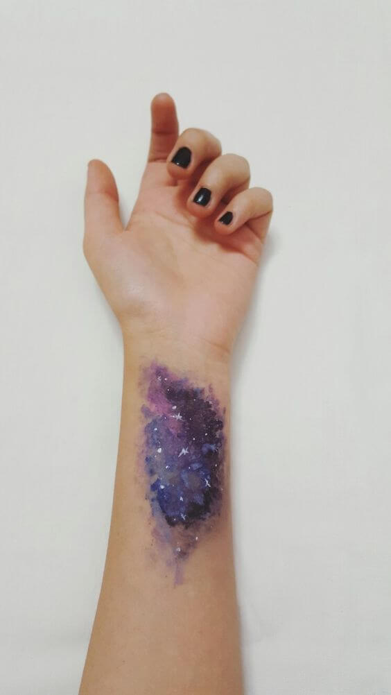 Water Colour Galaxy Tattoo For Women