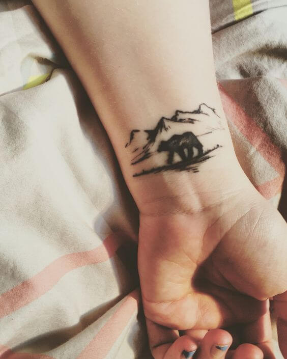 Wrist Bear Mountain tattoo