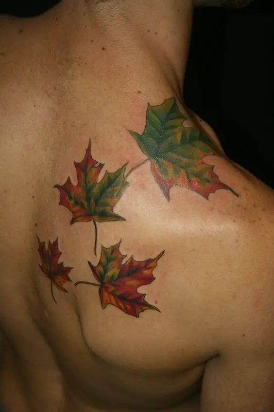 back leaf design tattoo