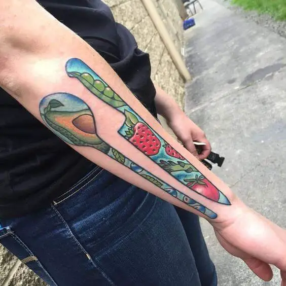 chef tattoo with colors