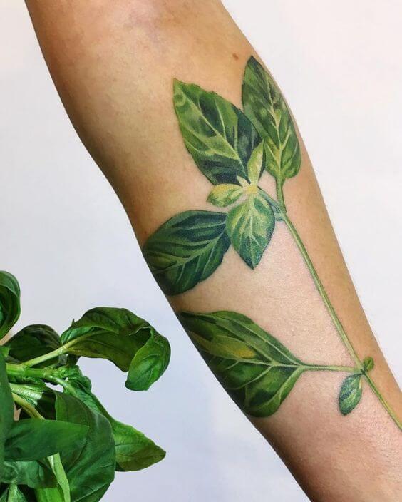 color green leaf design for tattoo