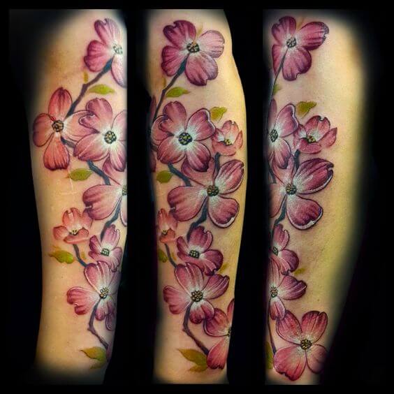 dogwood leaves sleeve tattoo