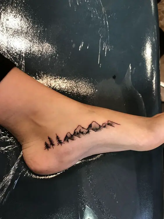 Triple mountain tattoo on the ankle  Tattoogridnet