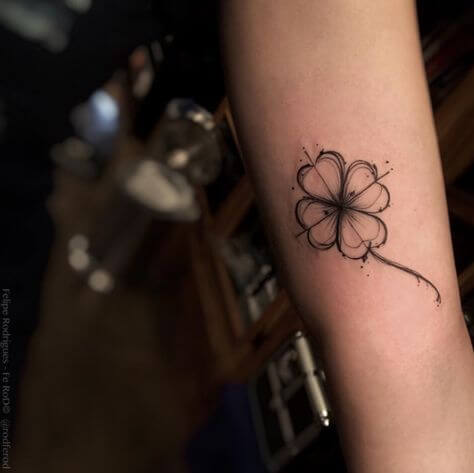 four leaf clover tattoo black