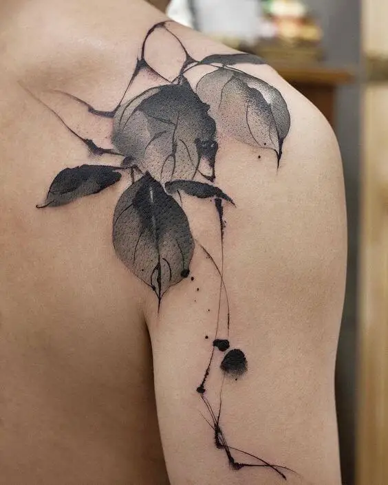 leaves watercolor tattoo