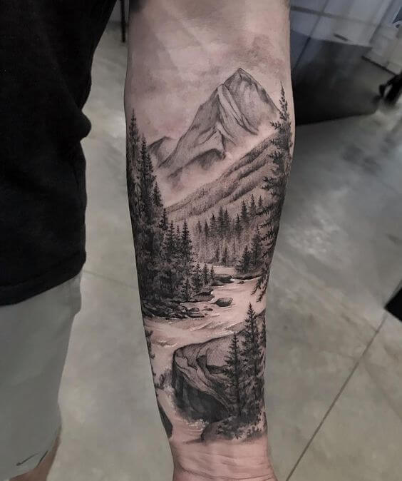 mountain landscape tattoo