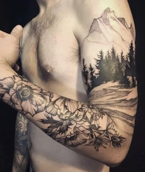 mountain sleeve tattoos