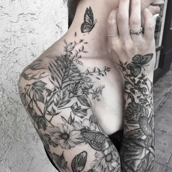 nature sleeve tattoo women